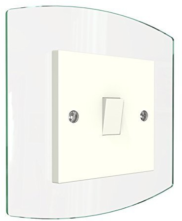 Displaypro Curved Single, Double Light Switch Surround Acrylic Finger Plate Panel Plug Socket (Glass Effect - Single)