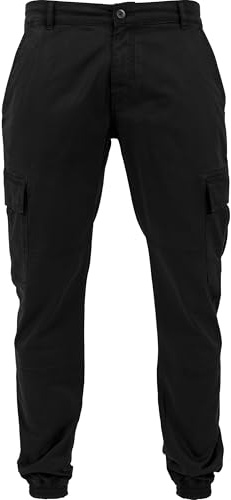 Urban Classics herr tvättad cargo-twill joggingbyxor, svart, 34