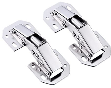 Qrity 2 X Aufschraubscharnier mit Feder Öffnungswinkel 90° Küche Schrank Türscharniere - Kein Slot erforderlich - Einfache Installation