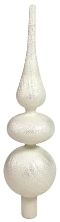 Christbaumspitze Weihnachtsbaumspitze Weiß Glitzer Echt Glas Tannenbaumspitze 32cm