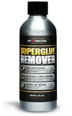 Starbond Super Glue Remover, Dissolves Adhesive, CA Glue Debonder, Easy Brush Cap Applicator, 2 oz
