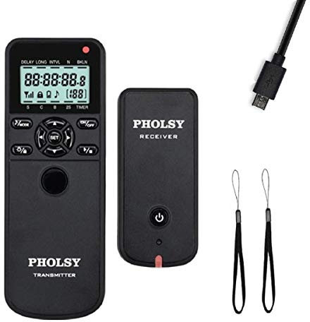 PHOLSY Wireless Timer Camera Shutter Remote Release Control with HDR and Intervalometer for Fujifilm GFX 50S, X-Pro2, X-H1, X-T2, X-T1, X-T10, X-T20, X-T100, X-E2S, X-M1, X-A3, X-A2, X-A1, X-A10