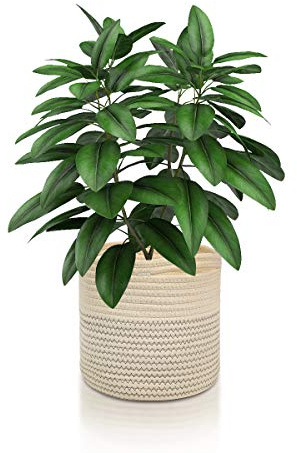 Cotton Rope Plant Basket Modern Woven Basket Pot Indoor Planter Up to 8 Inch Pot Storage Organizer Basket Rustic Home Décor (8.5'', A-1 Pack)