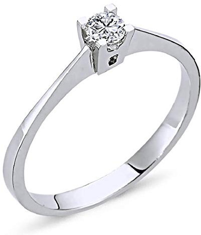 0,14 Carat EinStein Solitär Diamantring in 14 Karat Weißgold