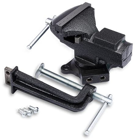 Wedge Guys Bench Vise w/Quick Release & Swivel + Removable Workbench Clamp, Rubber Clamp to Regrip Golf Clubs & More