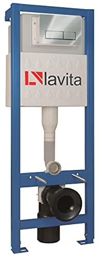 DOMINO LAVITA WC Vorwandelement für hängende Toilette, inklusive Drückerplatte (RC), Chrom, flexible Höhe 112-128 cm, modernes Design für die Wandmontage in Badezimmern