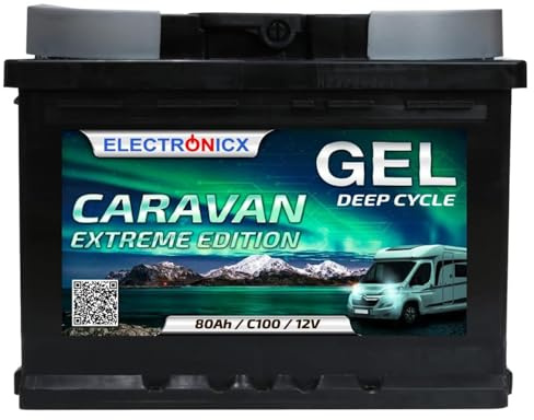 Electronicx 12 V 80 Ah Gel-Batterie – Deep Cycle Solarbatterie für Caravan, Camping & Marine – Wartungsfrei – Extrem lange Lebensdauer für Wohnmobile, Boote and netzunabhängige Stromversorgungen