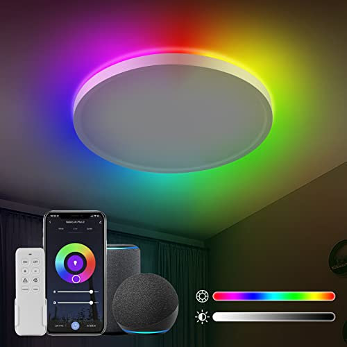 Anten 24W Smart LED Deckenlampe | Ø30CM 2800LM | RGB Wifi Deckenleuchte mit Fernsteuerung | RGB Steuerbar via App | Kompatibel mit Alexa und Google Assistant | für Wohnzimmer Schlafzimmer, Weiß