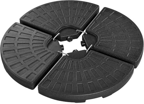 Yaheetech Base per Ombrellone Set 4 Pezzi Riempibile con Sabbia o Acqua 52L in HDPE per Esterno Giardino Veranda Nero