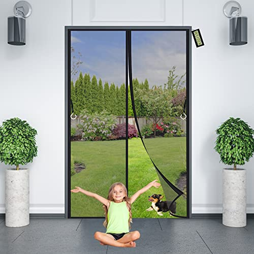 Zanzariera Porta Finestra Magnetica Nero 170x230cm Zanzariere su Misura su Misura Facile Montaggio Rete Anti Insetti per Balconi, Portefinestre Casa Ufficio