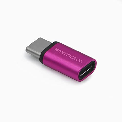 Skynotek – Adaptador Micro USB a Tipo C | Carga rápida y sincronización de Datos | Compatible con iPhone 14 13 12 11 iPad iMac MacBook 23 22 21 Air 2020 Samsung Galaxy Note S22 | Color Fucsia