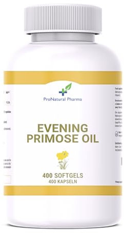 Nachtkerzenöl 10% GLA |400 ​​Kapseln | Kapseln 500 mg Öl + Vitamin E ProNatural Pharma. Linderung von Menstruationsbeschwerden | Frauengesundheit