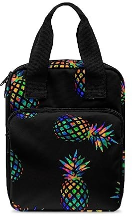SEANATIVE Große Bibelhülle mit Griffen für Damen und Herren, Ananas-Druck, Reißverschluss, Bibeltragetasche, tragbare Bibeltasche, Kirche, Bibelbuchumschläge, Schwarz
