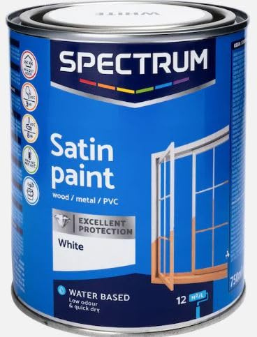 Vintage Luxury Spectrum - Pintura satinada (750 ml, para madera, metal, superficie de PVC, a base de agua, poco olor y secado rápido, color satinado, blanco)