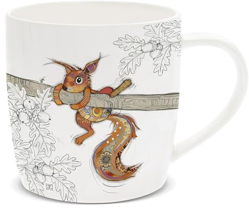 Lesser & Pavey British Designed Barrel Coffee Mug | Ceramic Mugs for Home or Work | Large Mugs for Hot Drinks | Sammy Squirrel Tea and Coffee Cups - Bug Art