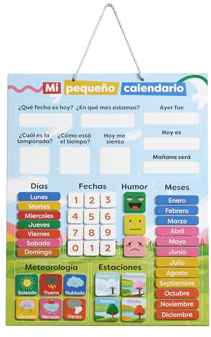 Chuckle - Calendrier Magnétique Enfant Avec Saisons, Dates Et Temps (EN ESPAGNOL) - 40x32 Cm - Jeu D'apprentissage Amusant Pour Les Enfants De 4 à 10 Ans