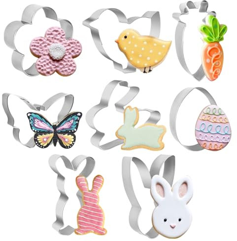 BLIENKREBY 8 Stück Ausstechformen Ostern, Ausstecher Osterplätzchen, Osterhasen Edelstahl Ausstecher, Keksausstecher Ostern,Hasen Ausstecher Osterkekse Plätzchenausstecher für Backen DIY Ostergeschenk