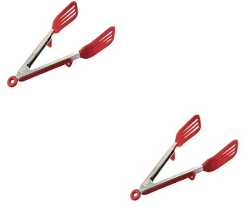 MAGICLULU 2pcs Silicone Head Tongs for Cooking Barbecue Clamp Restaurant Clamp Fruits Dessert Serving Utensil Strong Locking Mechanism