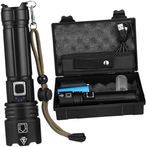 Yardwe Lampe Torche Rechargeable Led 5000mah Alliage D'aluminium Multifonction Forte Luminosité Port Usb Camping Randonnée Urgence