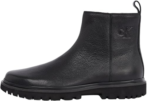 Calvin Klein herr Eva Mid Chelsea dragkedja stövel tumlad Ym0ym01173, Svart trippel svart, 40.5 EU