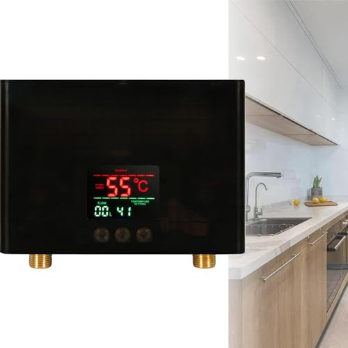 URJWAN Electric Instant Water Heater, Under Sink Plug-In Tankless Water Heater, Super Energy Saving Instant Water Heater In-Telligent Temperature Control,Black-220V