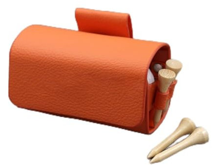 SPORTARC Horizontale Golftasche, Golftasche, PU-Leder, Golfball-Tragetasche, Golf-Tee-Halter, Magnetverschluss, kann 2 Golfbälle halten (orange)