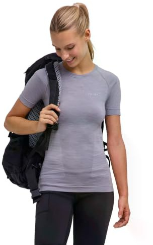 FALKE dam Baslager Ovandel Wool-Tech Light Protective W S/s Ts ull funktionsmaterial snabbtorkande 1 del, Grå Grey-Heather 3757, XL