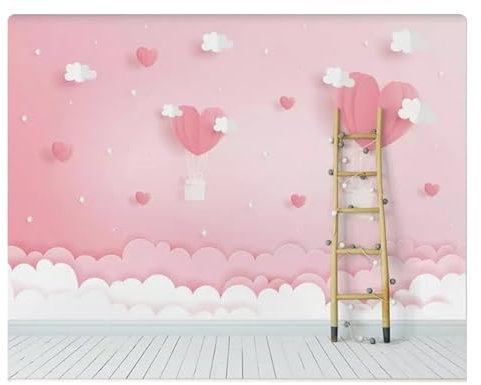 vsdhlsidgl Benutzerdefinierte Tapete Dreidimensionale Rosa Wolke Traumprinzessin Kinderzimmer Hintergrundwand Wohnzimmer 3D Tapete * 250cm x 175cm (98,4x68,9 Zoll)