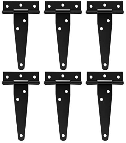 QPWYSH Türscharniere, 6 Stücke T Scharniere, Schwere Scharniere, T-Scharniere, Dicke Schwarze Scharniere, Tore, Für Fenster, Zäune Und Scheunen Türen, Gartentür-Zubehör