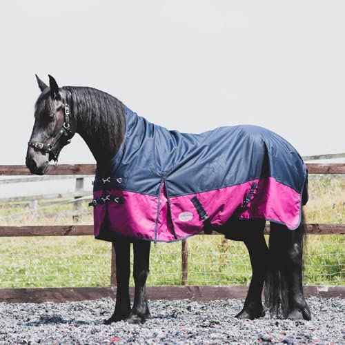 eQuitack Your Passion Is Our Mission Outdoor Winterdecke Turnout 100% Wasserdicht 1200D 200G Fulling Highneck - Rot/Schwarz 155cm