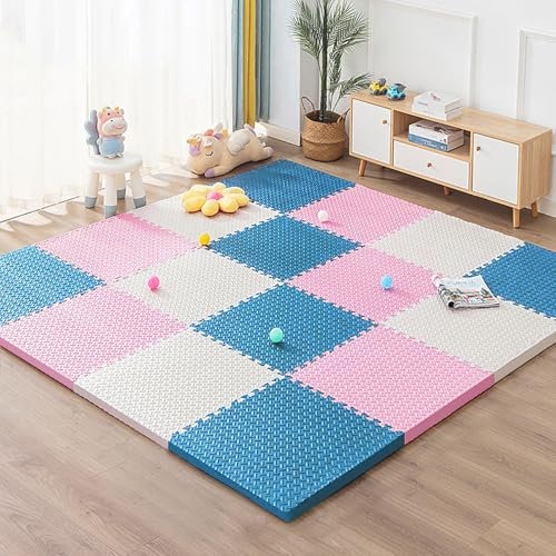 Unipampa EVA Puzzle Tapis Mousse Bebe - 16 PCS Jeu en Mousse, Protection de Sol, Yoga, Antidérapant 30x30cm