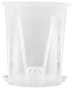 HFSAZJ Clear Plastic Plant Pots, Breathable Orchid Vase with Tray, Indoor Use, 10cm Transparent