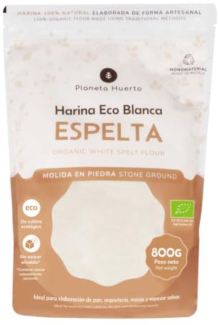 PLANETA HUERTO | Harina Blanca de Espelta Ecológica 800g – Harina Fina de Trigo Antiguo para Pan, Repostería y Recetas Saludables