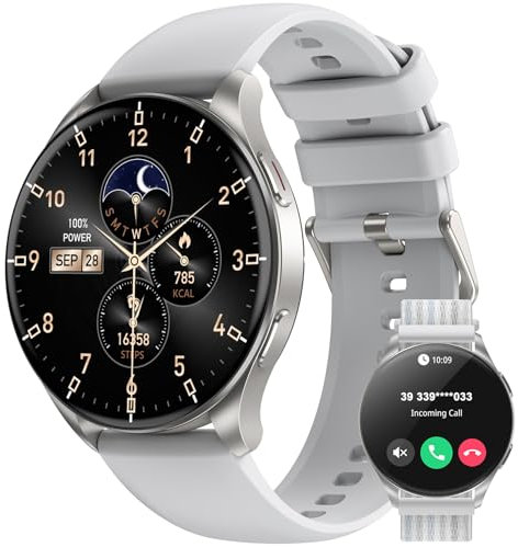 Smart Watch for Men Women,Answer/Make Call, 1.43 AMOLED Always-on Display Smartwatch,IP68 Waterproof Fitness Tracker with 100+ Sports/Heart Rate/Sleep Monitor/ SpO2,Large Batter/Fast Charging/2Straps