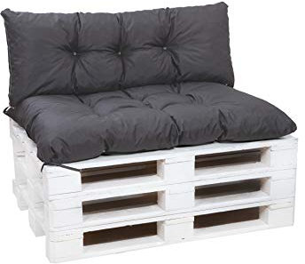 Setgarden® Palettenkissen-Set, Kissen für Gartenmöbel aus Paletten, Outdoor Rücken und Sitzkissen, Gartensitzkissen viele Farben und Größen (Anthrazit, Set 120x60 sitzkissen + 120x40 rückenkissen)