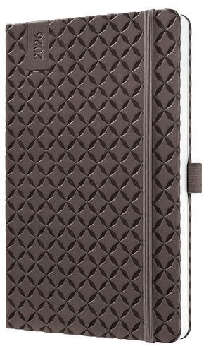 SIGEL J6123 Wochenkalender 2026 A5 braun, Hardcover, Gummiband, Stiftschlaufe, Einstecktasche, 174 Seiten, vegan, Buchkalender, Terminplaner Taschenkalender Jolie