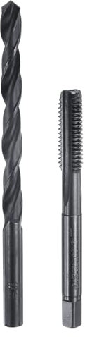 sourcing map Set di punte per trapano e rubinetto, 1 pz M8 x 1,25 filettature metriche dritte filettate e 1 punta elicoidale da 6,8 mm, kit di utensili per filettatura, in ossido nero HSS-6542