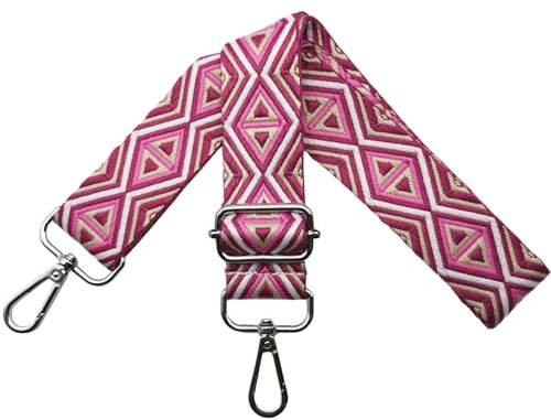 Verstellbarer Schultergurt für Taschen Taschengurte zum Wechseln, Umhängegurt für Taschen, Schulterriemen 3.8cm Breite mit Silber Karabiner Taschenband für Damen Handtaschen, Bunt, M