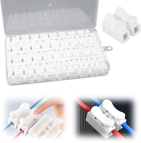 50 Stück Lüsterklemmen Steckbar, Neue Selbstsichernde Verbindungsklemmen, Schnelle und Feste Verbindung, für Elektrogeräte und Leitungen Unter 100w Leistung (2 Drähte)