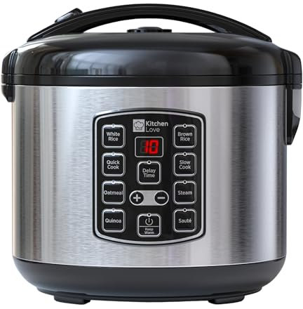 Cuiseur à Riz Multifonctionnel Digital, 1,2 L, Fonction Vapeur et Mijoteuse, Minuterie de Retard, Pour 2-5 Personnes, Acier Inoxydable