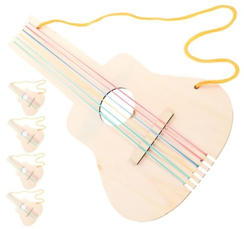 Supvox Unbemalte Holzgitarre Für Kinder DIY Holzgitarre Zum Basteln Und Bemalen Spielzeuggitarre Aus Holz Musikinstrumente Für Kinder 5 Unvollendete Gitarren Für Kindergarten Und Zuhause