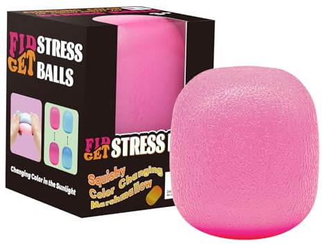 Fidget Toys Stressbälle für Kinder & Erwachsene - Sonnenlicht-farbenänderndes Eiswürfel-Squishy, Langsame Rückkehr-Knetball, Anti Stress Spielzeug, Light Change Stress Ball (Pink)