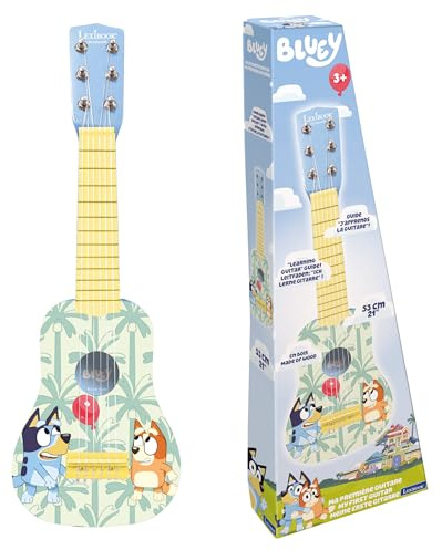 Lexibook, Bluey, La mia prima chitarra per bambini, 6 corde in nylon, 53 cm, Guida inclusa, Blu, K200BY