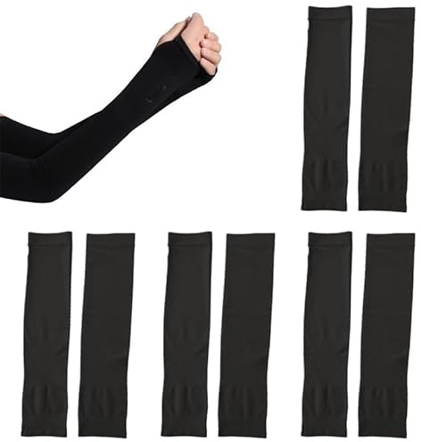Azlanway UV-Schutz Ärmel UPF 50+ Kühlende Armlinge Arm Sleeves für Damen & Herren, 4 Paar Nahtlose Armschützer Sommer Armstulpen Tattoo Cover, für Outdoor Sport Golf Basketball Radfahren Joggen