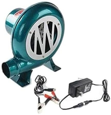 JOUFNING Centrifugalgrillar luftfläkt – 12 V elektrisk smed smidesfläkt med regulator, pump med variabel hastighet, kompakt brandstart, flamspänning (med regulator, 100 W)