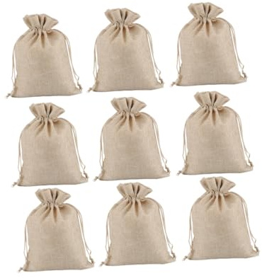 ORFOFE 12 Stück Leinenbeutel mit Kordelzug Beige Atmungsaktiv und Reißfest zur Aufbewahrung Kleiner Geschenke und Süßigkeiten zu Weihnachten
