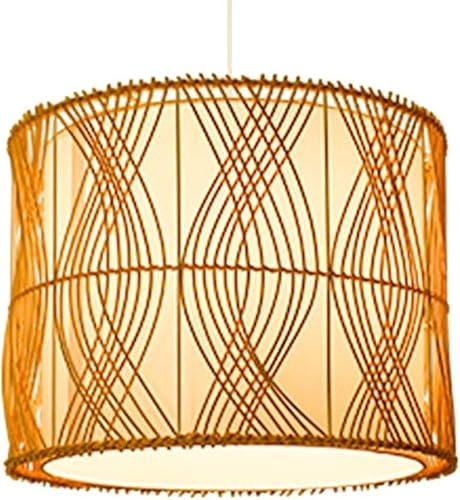 Lámpara colgante con linterna de de granja, luz colgante con acabado de mimbre irregular, lámparas de araña cilíndricas, luces de suspensión tejidas a mano naturales,luminaria LED