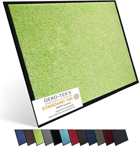 Entrando Fußmatte, 60x80 cm, Limette | für innen und aussen, Note: 1,1, fängt 95% des Schmutzes, rutschfest, waschbar, 7 mm flach, robust, für Haustür, Flur, Balkon