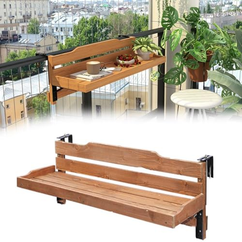 ZYXQQJ Mesa Colgante Plegable para Balcón Mesa De Barandilla De Madera Barra De Bar Exterior Jardín Terraza Patio Porche Decoración(60x30cm/23.6x11.8in)
