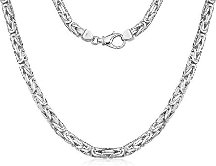 Silberketten Store Königskette 925 Silber Herren 7 mm Stärke I Männer Silberkette mit Karabiner Verschluss I Panzerkette Herren vierkant hochglanz